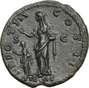 reverse: Marcus Aurelius as Caesar (139-161)..  Æ As, Rome mint, 148-149 AD