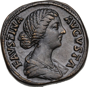 obverse: Faustina II, wife of Marcus Aurelius (died 176 AD).. AE Sestertius, struck under Marcus Aurelius
