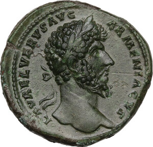 obverse: Lucius Verus (161-169).. AE Sestertius, Rome mint, 165 AD