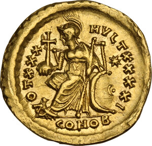 reverse: Theodosius II (402-450).. AV Solidus, Constantinople mint, 430-440 AD