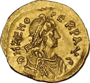 obverse: Zeno (474-491). AV Tremissis, Constantinople mint
