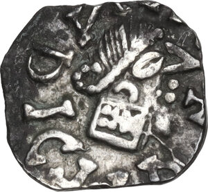 obverse: Merovingians. . AR Denier, c. 7th-8th century AD