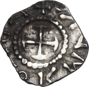 reverse: Merovingians. . AR Denier, c. 7th-8th century AD