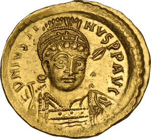 obverse: Justin I (518-527).. AV Solidus, Constantinople mint, c. 518-519 AD