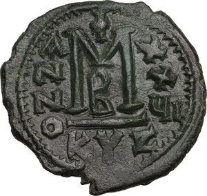 reverse: Justinian I (527-565)..  AE Follis, Cyzicus mint, Dated RY 26 (552-3 AD)
