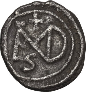 reverse: Justinian I (527-565).. AR Half Siliqua, Carthage mint