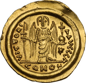 reverse: Justinian I (527-565).. AV Solidus, Ravenna mint, 552-565 AD