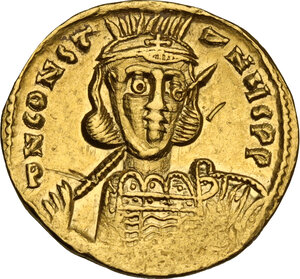 obverse: Constantine IV Pogonatus (668-685).. AV Solidus, Constantinople mint, 674-681