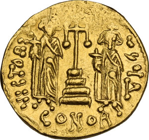 reverse: Constantine IV Pogonatus (668-685).. AV Solidus, Constantinople mint, 674-681