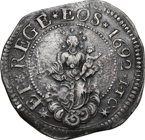 obverse: Genova.  Dogi Biennali (1528-1797), II fase (1541-1637).. Scudo largo 1692, sigle ITC