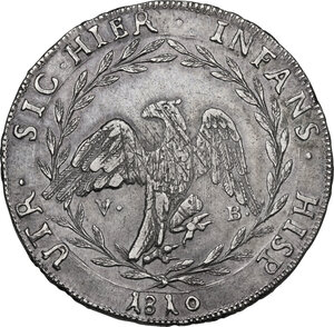reverse: Palermo.  Ferdinando III di Borbone-Due Sicilie (1759-1816).. 12 tarì 1810