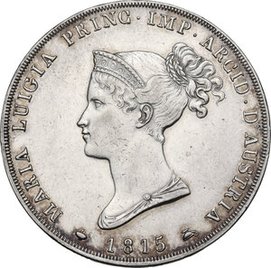 obverse: Parma.  Maria Luigia d Austria (1815-1847) Duchessa di Parma, Piacenza e Guastalla. . 5 Lire 1815