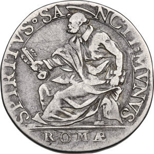reverse: Roma.  Sisto V (1585-1590), Felice Peretti. Testone A. II
