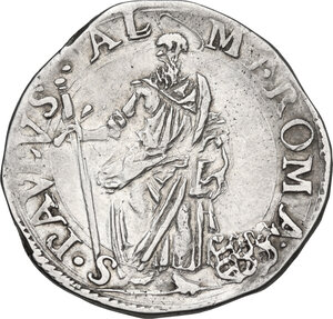 reverse: Roma.  Paolo V (1605-1621), Camillo Borghese.. Testone A. V