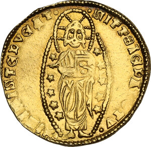 reverse: Venezia.  Roberto d’Angiò principe d’Acaia (1346-1364) . Imitazione del Ducato veneziano, zecca incerta dell Oriente latino