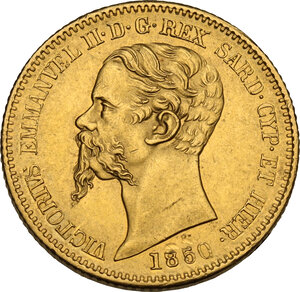 obverse: Vittorio Emanuele II (1849-1861).. 20 lire 1850 Torino