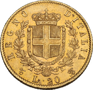 reverse: Vittorio Emanuele II (1861-1878).. 20 lire 1870 Torino