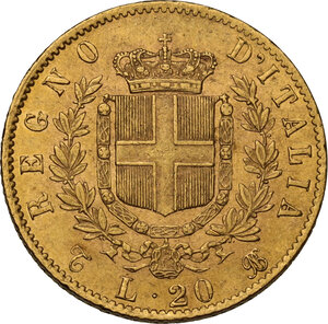 reverse: Vittorio Emanuele II  (1861-1878). 20 lire 1870 Torino