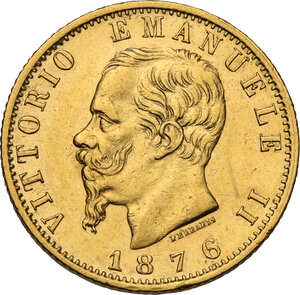 obverse: Vittorio Emanuele II  (1861-1878). 20 lire 1876 Roma