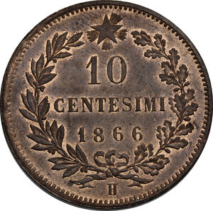reverse: Vittorio Emanuele II  (1861-1878).. 10 centesimi 1866 Birmingham