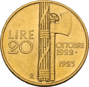 reverse: Vittorio Emanuele III (1900-1943). 20 lire 1923