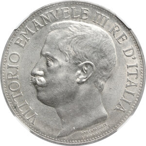 obverse: Vittorio Emanuele III (1900-1943). 5 lire 1911