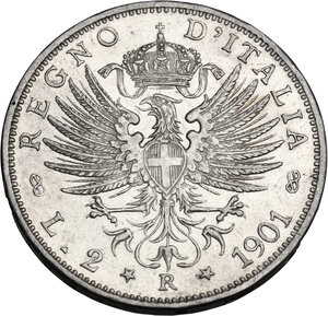 reverse: Vittorio Emanuele III (1900-1943). 2 Lire 1901