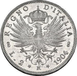 reverse: Vittorio Emanuele III (1900-1943). 2 lire 1904