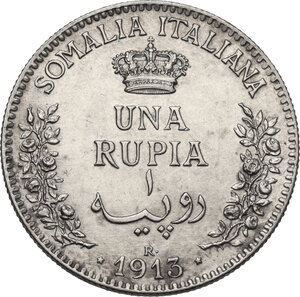reverse: Vittorio Emanuele III (1909-1925).. Rupia 1913