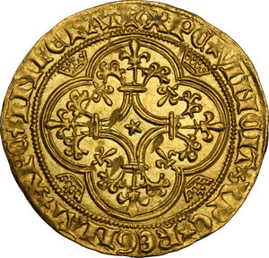 reverse: France.  Charles VI (1380-1422). Ecu d or à la couronne