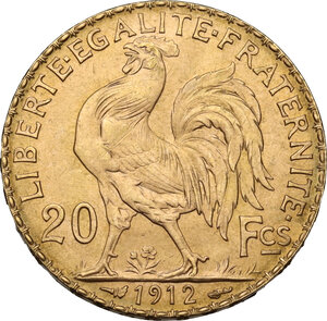 reverse: France.  Third republic (1870-1940).. 20 Francs 1912