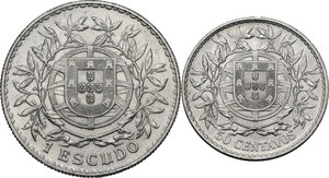 reverse: Portugal.  Repubblic (1910-1926).. Lot of two (2) coins: Escudo and 50 Centavos 1916