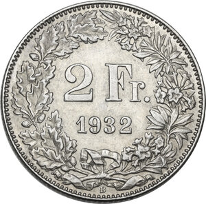 reverse: Switzerland.  Confederation. 2 franken 1932 B, Bern mint