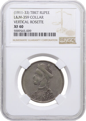 obverse: Tibet.  Trade Coinage. Rupee nd (1911-1933), vertical rosette