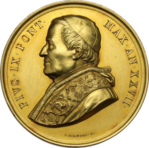 obverse: Pio IX  (1846-1878), Giovanni Mastai Ferretti. Medaglia annuale A. XXVII