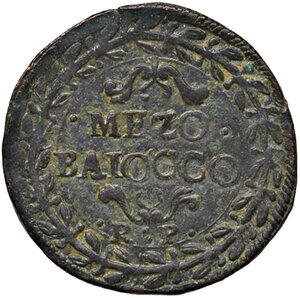 reverse: Roma. Paolo V (1605-1621). Mezzo baiocco anno VI AE gr. 8,15. Muntoni 139. Berman 1582. MIR 1565/2. Molto raro. q.SPL 
