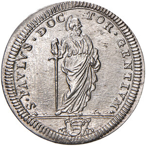 reverse: Roma. Clemente XI (1700-1721). Giulio anno XIV AG gr. 2,92. Muntoni 112. Berman 2418. MIR 2302/1. Conservazione eccezionale, FDC 