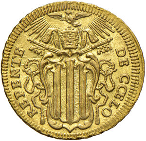 reverse: Roma. Benedetto XIV (1740-1758). Zecchino 1744 AV gr. 3,39. Muntoni 12. Berman 2729. Prezzario Nomisma 309/A. Più di SPL 
