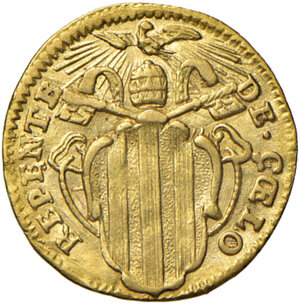 reverse: Roma. Benedetto XIV (1740-1758). Mezzo zecchino 1743 AV gr. 1,69. Muntoni 26a. Berman 2733. Prezzario Nomisma 323/B. Buon BB 