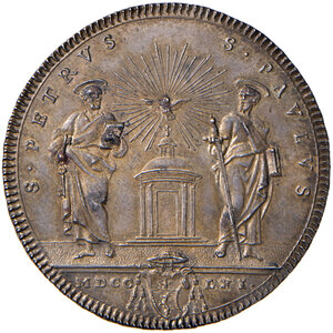 reverse: Roma. Clemente XIII (1758-1769). Testone 1761 anno IV AG gr. 7,91. Muntoni 12. Berman 2619.  Bella patina iridescente, FDC 