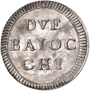 reverse: Roma. Pio VI (1775-1799). Da 2 baiocchi 1794 MI gr. 1,22. Muntoni 92b. Berman 2985. SPL/FDC 