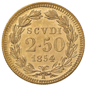 reverse: Roma. Pio IX (1846-1878). Da 2,50 scudi 1854 anno IX AV. Pagani 357. q.SPL 