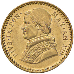 obverse: Roma. Pio IX (1846-1878). Da 2,50 scudi 1859 anno XIII AV. Pagani 367. Migliore di SPL  