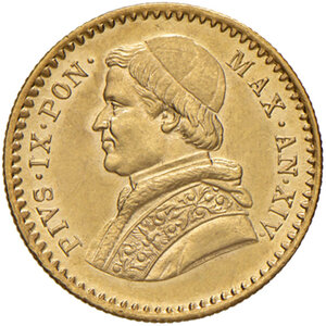 obverse: Roma. Pio IX (1846-1878). Da 2,50 scudi 1859 anno XIV AV. Pagani 368. Rara. q.FDC  