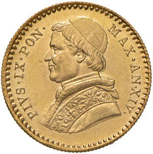 obverse: Roma. Pio IX (1846-1878). Da 2,50 scudi 1860 anno XIV AV. Pagani 369. Rara e in stato di conservazione eccezionale, FDC 