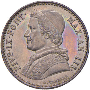 obverse: Roma. Pio IX (1846-1878). Da 20 baiocchi 1848 anno III AG. Pagani 316. FDC  