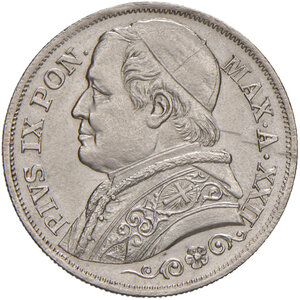 obverse: Roma. Pio IX (1846-1878). Monetazione decimale, 1866-1870. Da 2 lire 1867 anno XXII AG. Pagani 558. q.FDC 