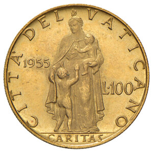 reverse: Roma. Pio XII (1939-1958). Da 100 lire 1955 anno XVII AV. Pagani 721. Molto rara. FDC 