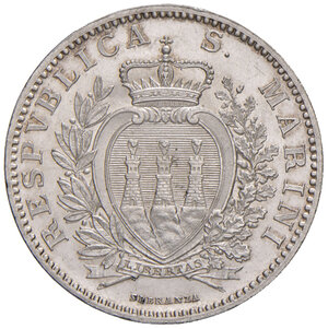 obverse: Repubblica di San Marino. I periodo: 1864-1938. Da 2 lire 1898 AG. Pagani 365. Rara. FDC 