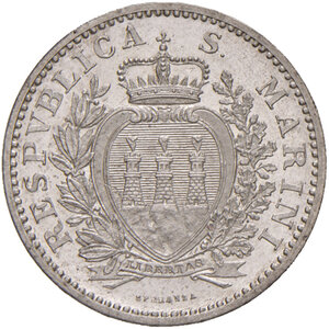 obverse: Repubblica di San Marino. I periodo: 1864-1938. Lira 1898 AG. Pagani 367. Rara. FDC 